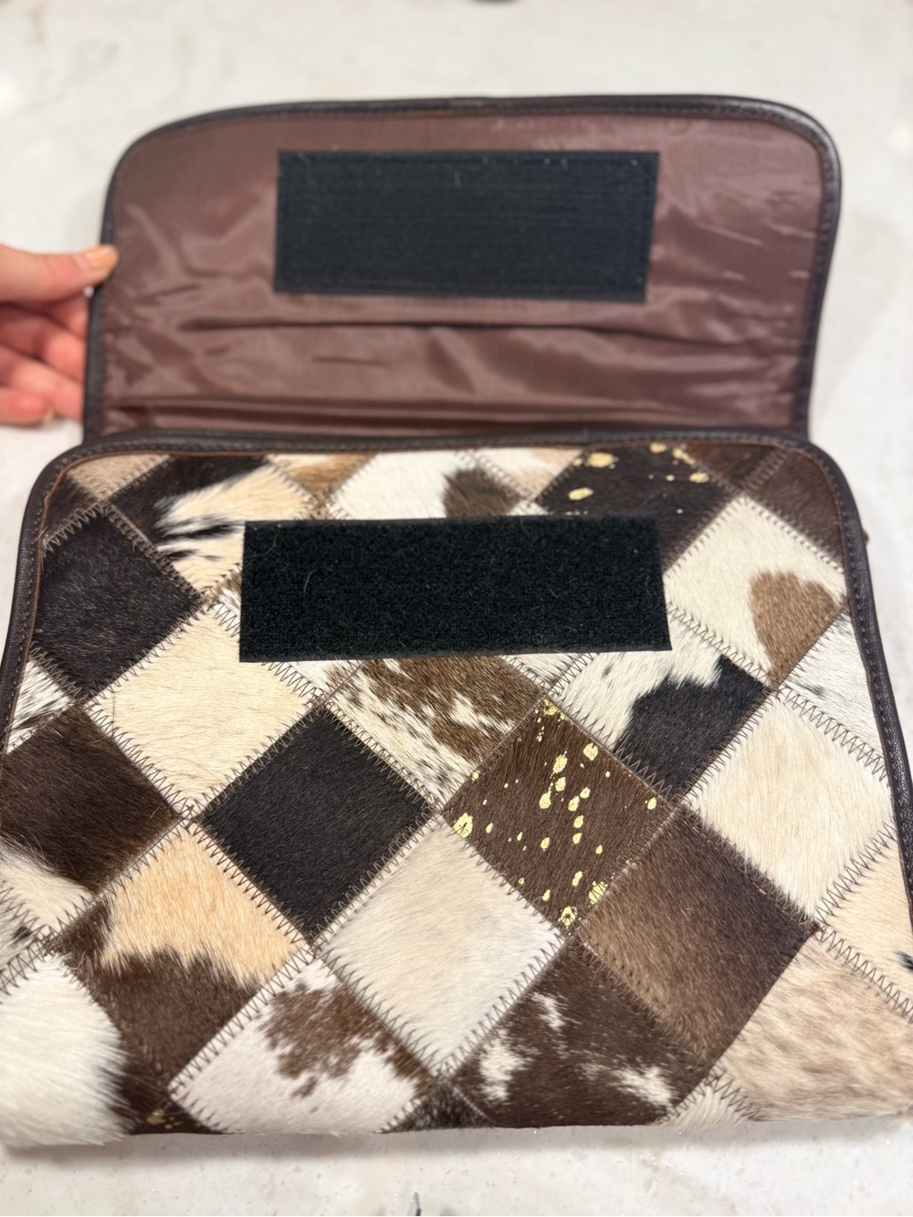 Brown Cowhide Patch Travel Bag - Picture 4 of 8